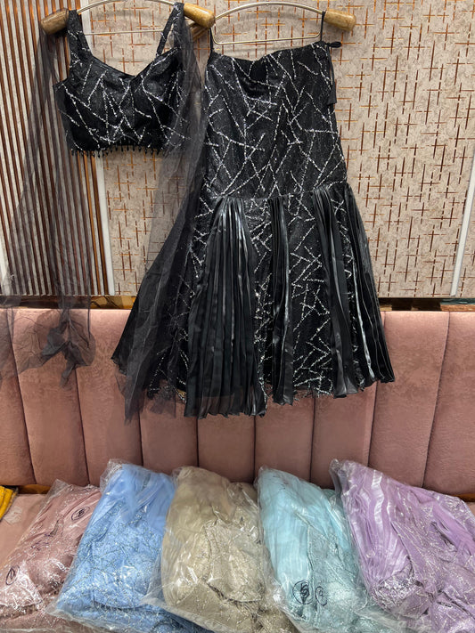 Charming black crop top Lehenga