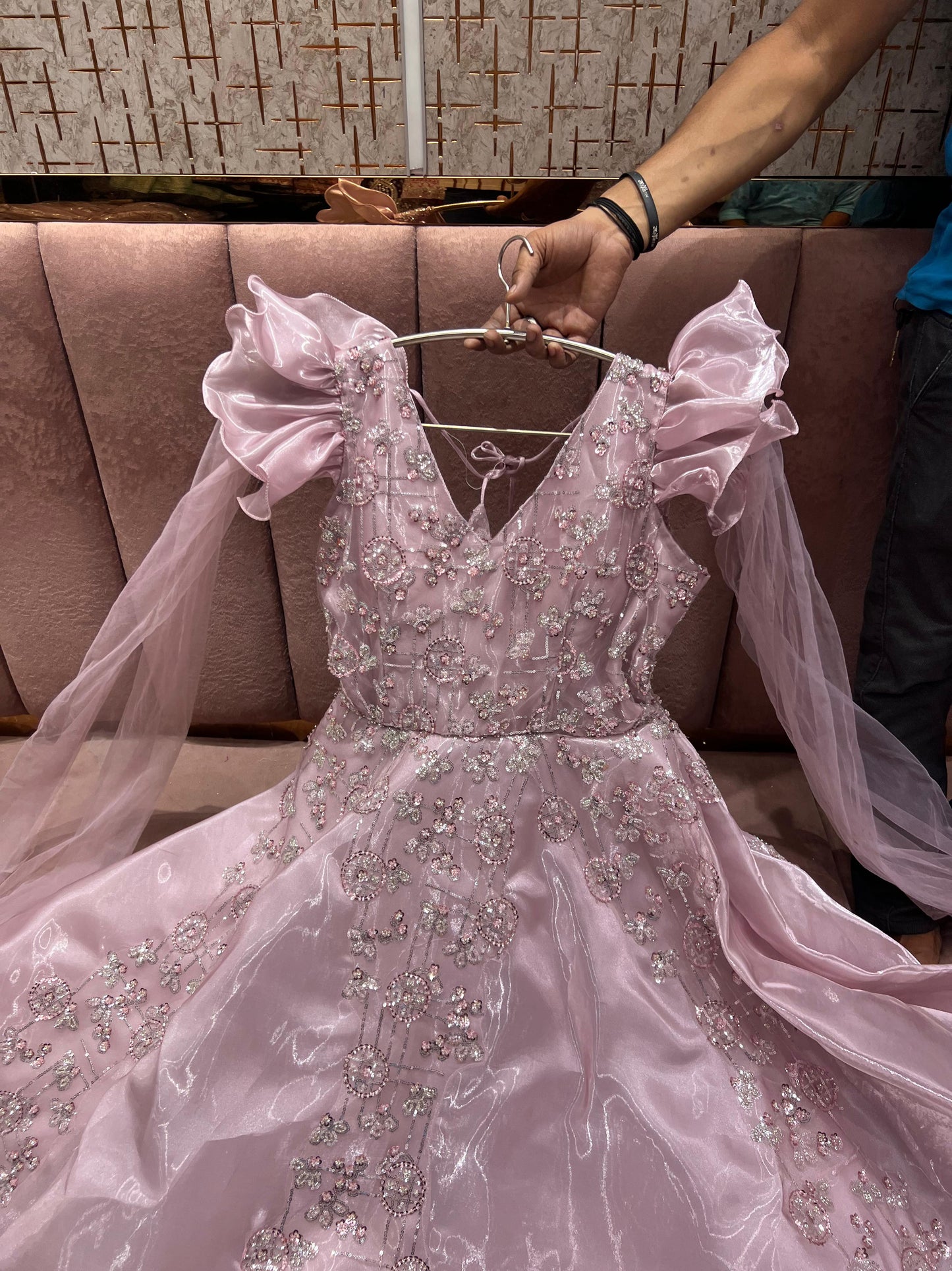 Designer golden peach gown