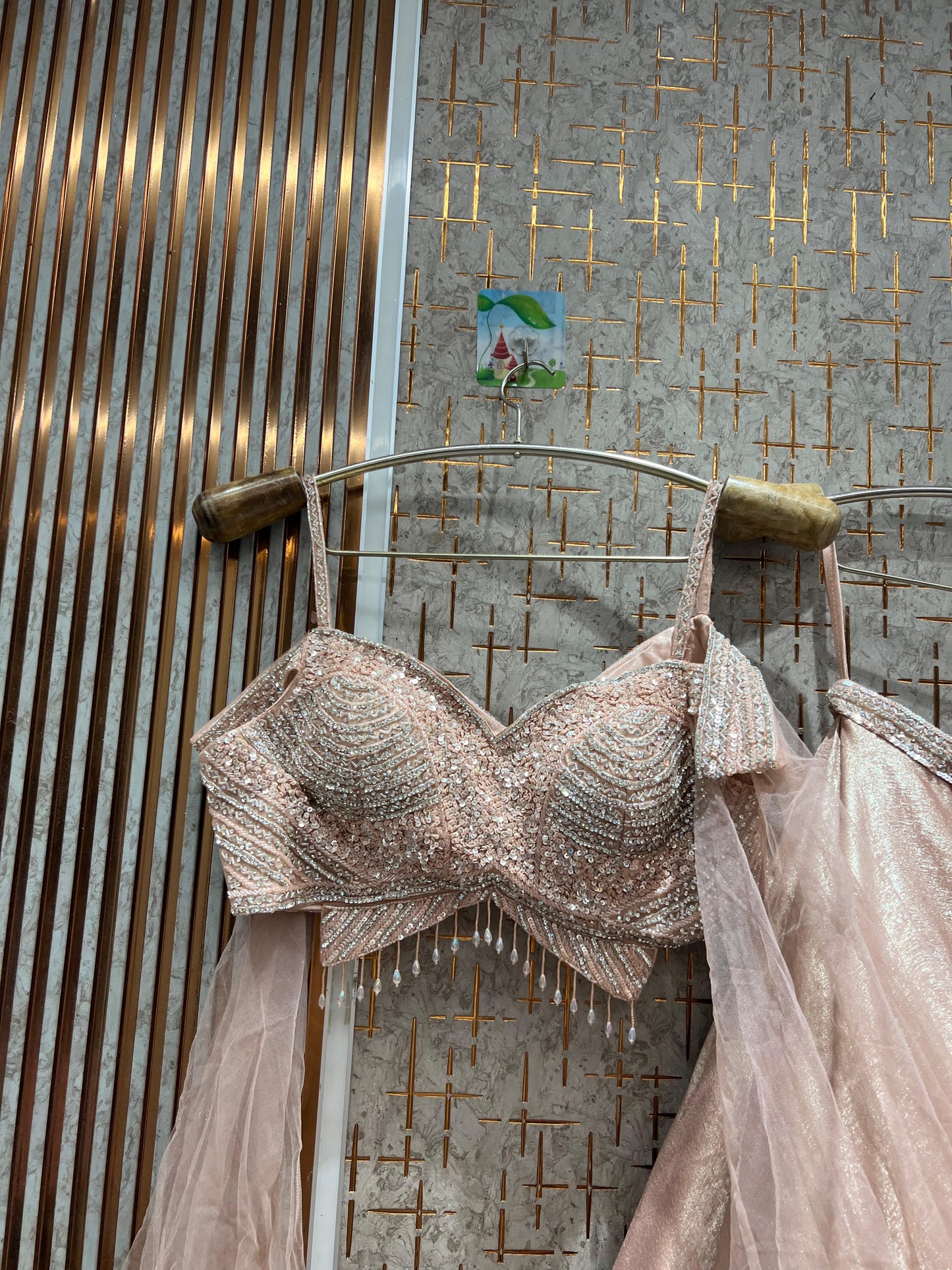 Lavishing peach crop top Lehenga