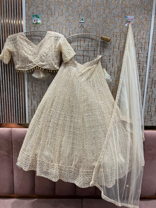 Fantastic Golden on Golden  monotone Crop Top Lehenga