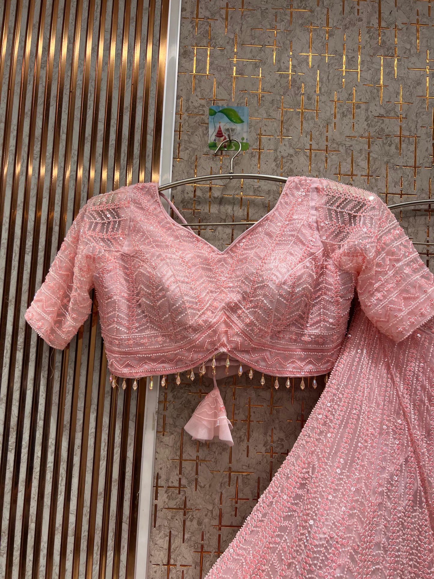 Attractive orange on orange monotone Crop Top Lehenga