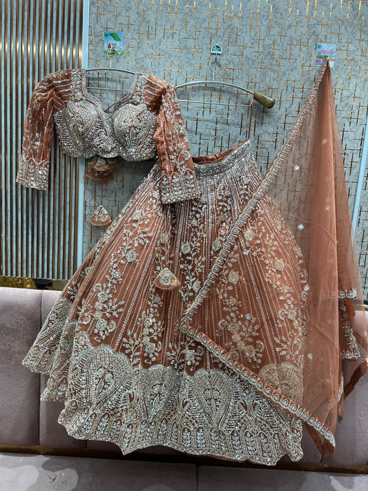 Majestic peach Crop Top Lehenga