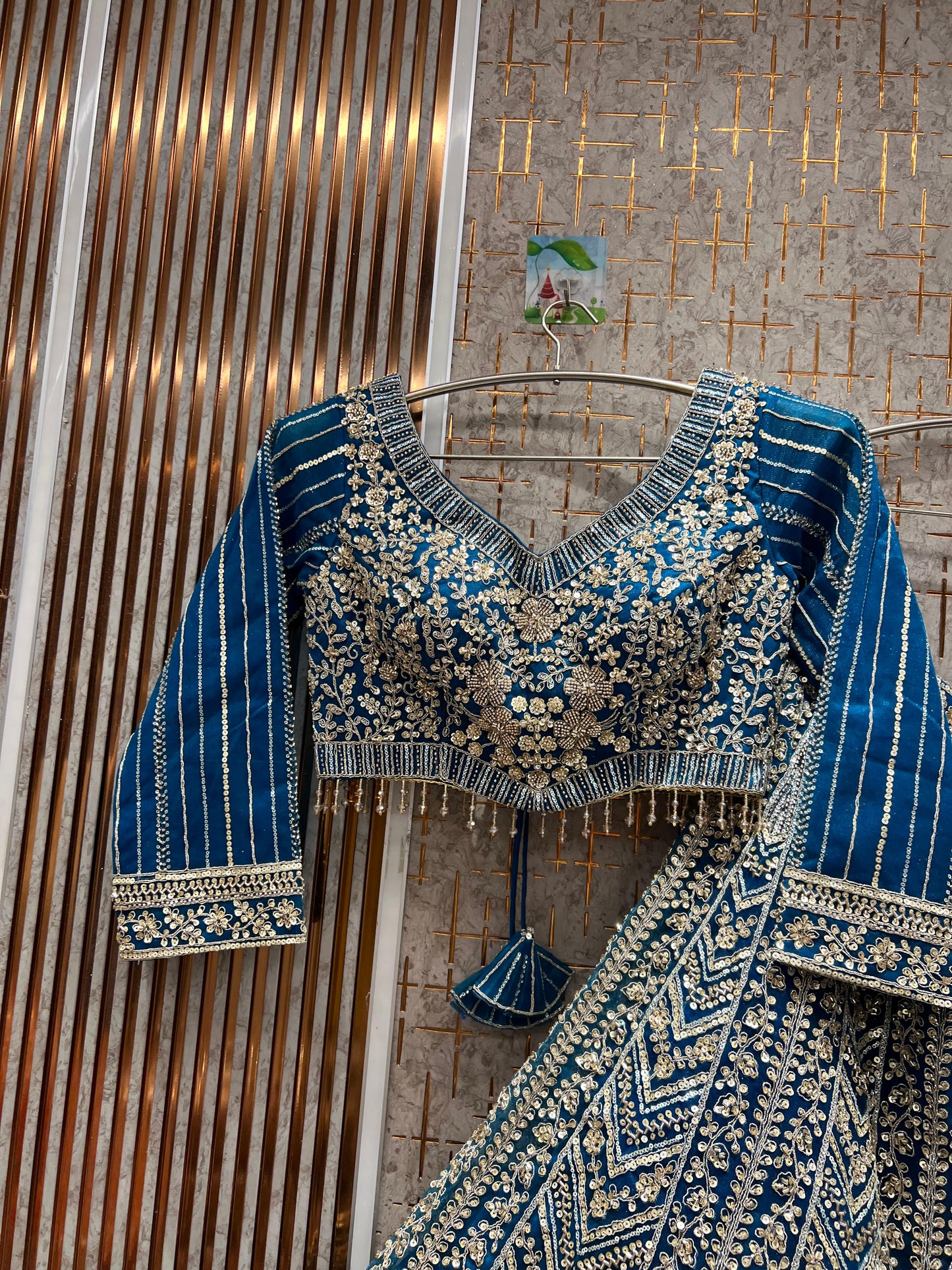 Eye catching orange crop top Lehenga