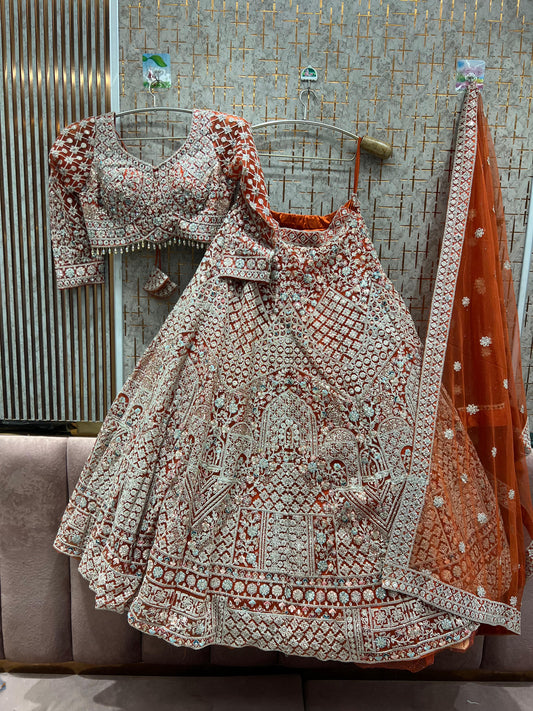 Amazing orange crop top Lehenga