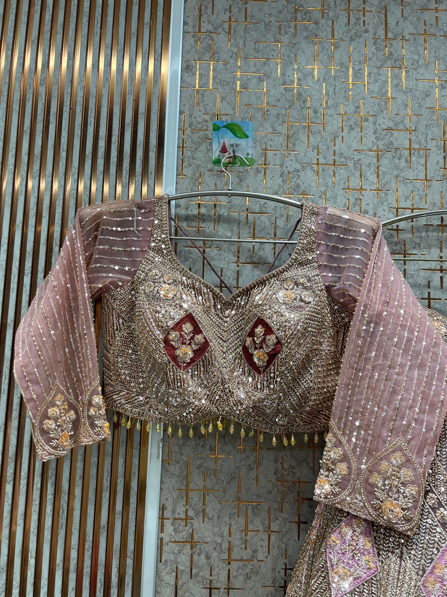 Khoobsurat Sky blue Crop top Lehenga