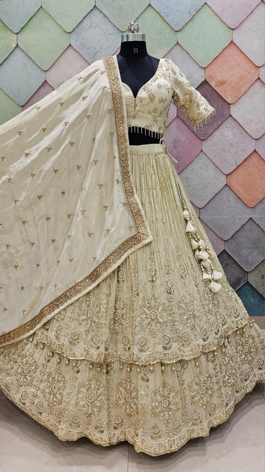 Designer golden Crop top Lehenga