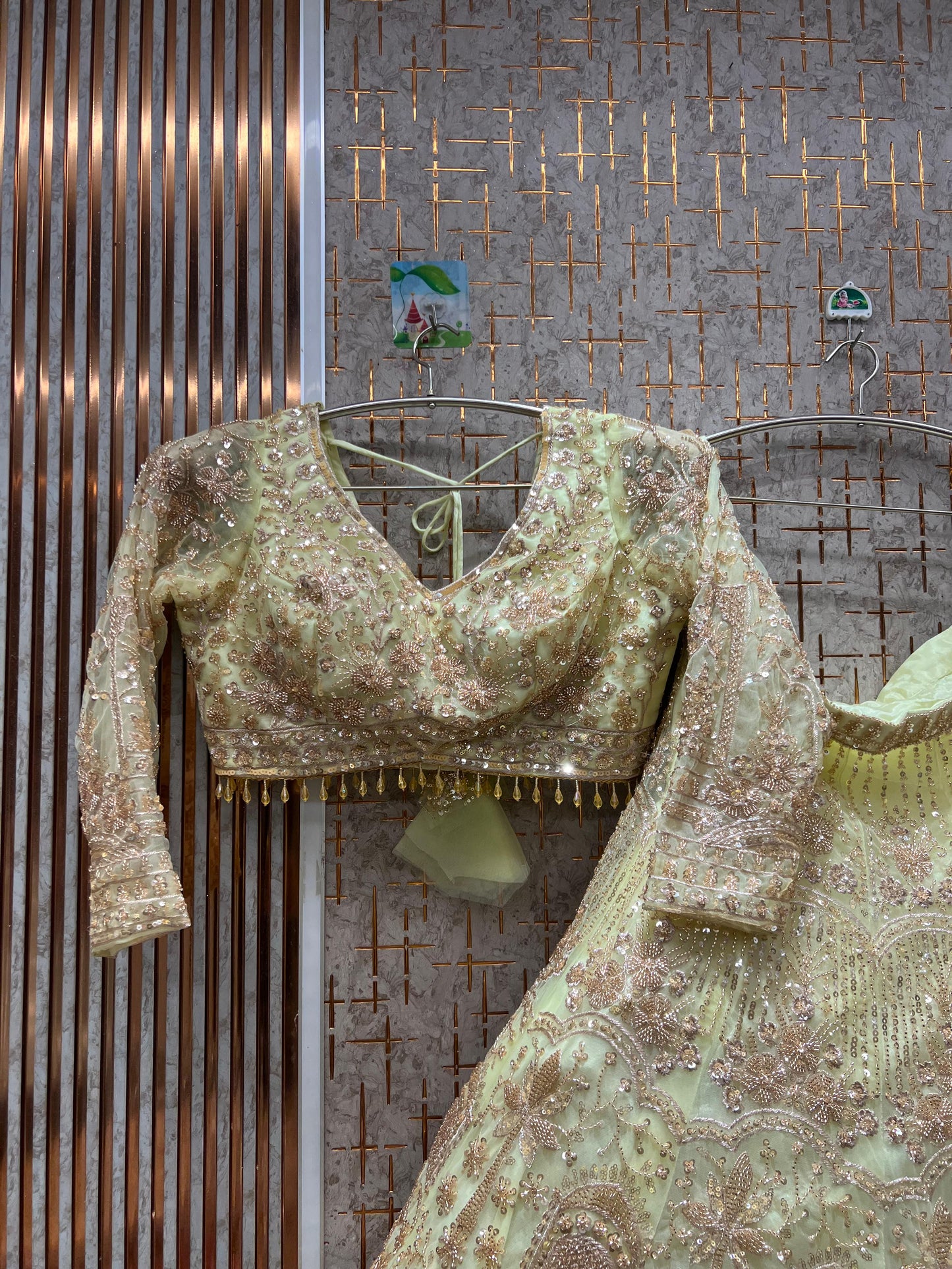 Embellished Royal Blue Crop Top Lehenga