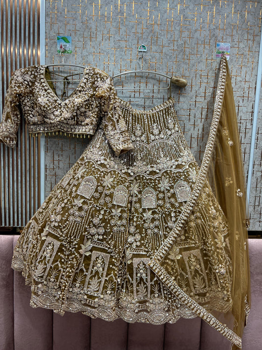 Lovely Mustard golden Crop Top Lehenga