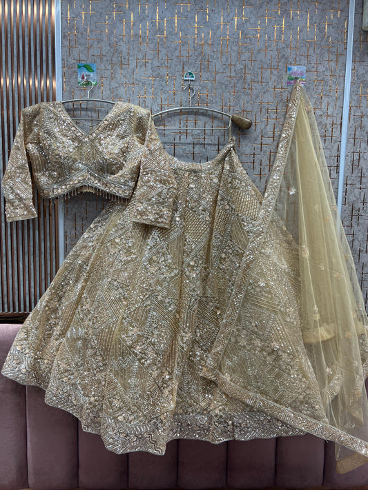 Awesome Golden Crop Top Lehenga