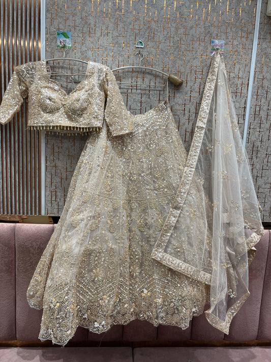 Charming Golden Crop Top Lehenga