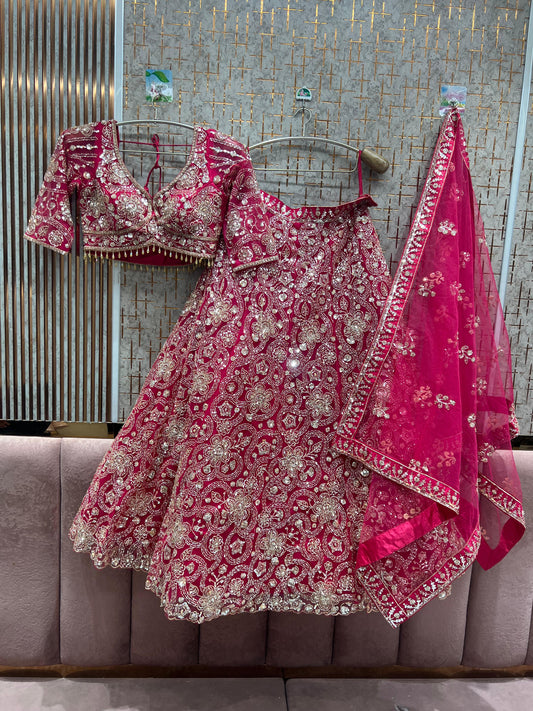 Pretty Hot pink Crop Top Lehenga