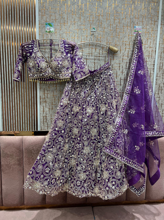 Lovely purple Crop Top Lehenga