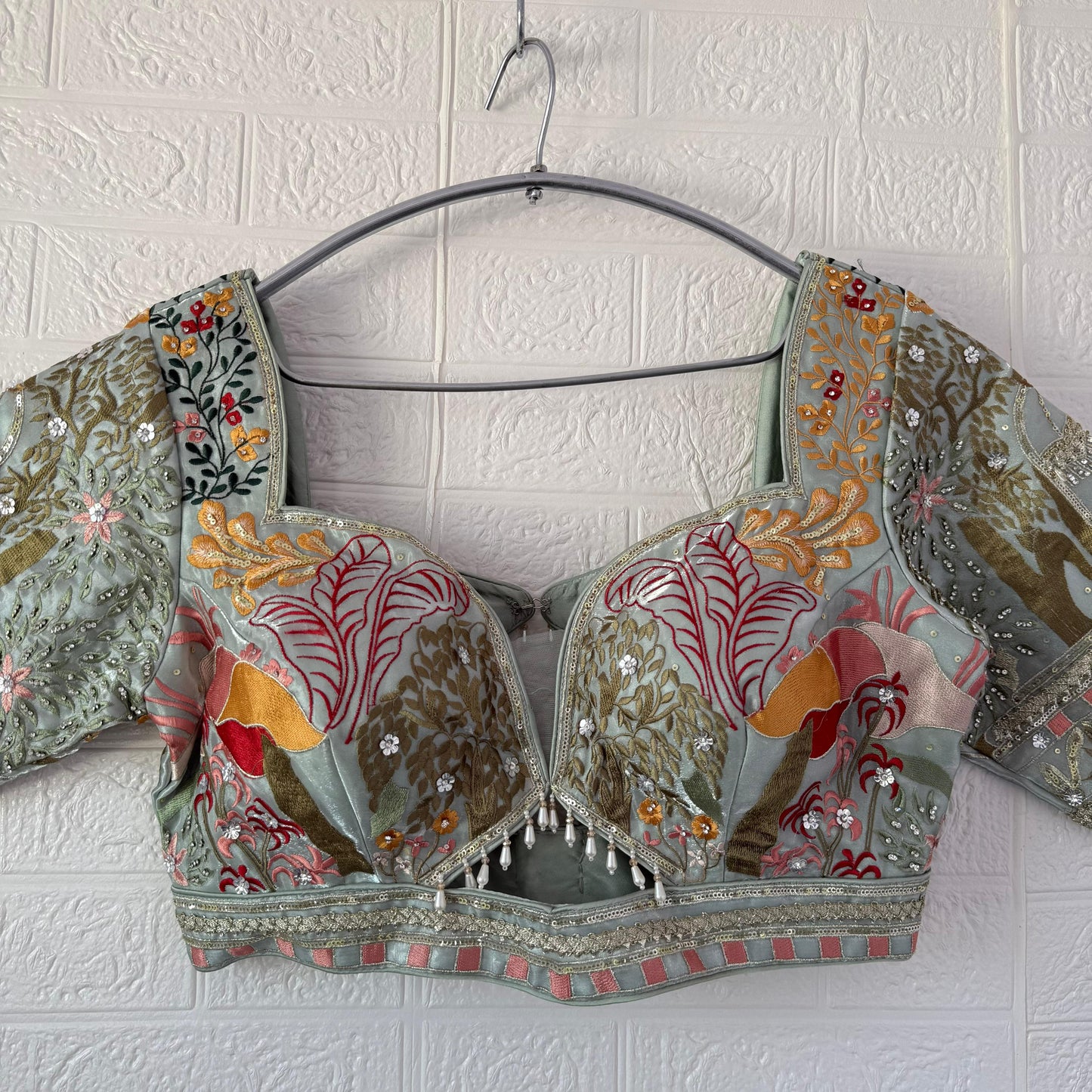 Pretty light green pink Crop Top lehenga