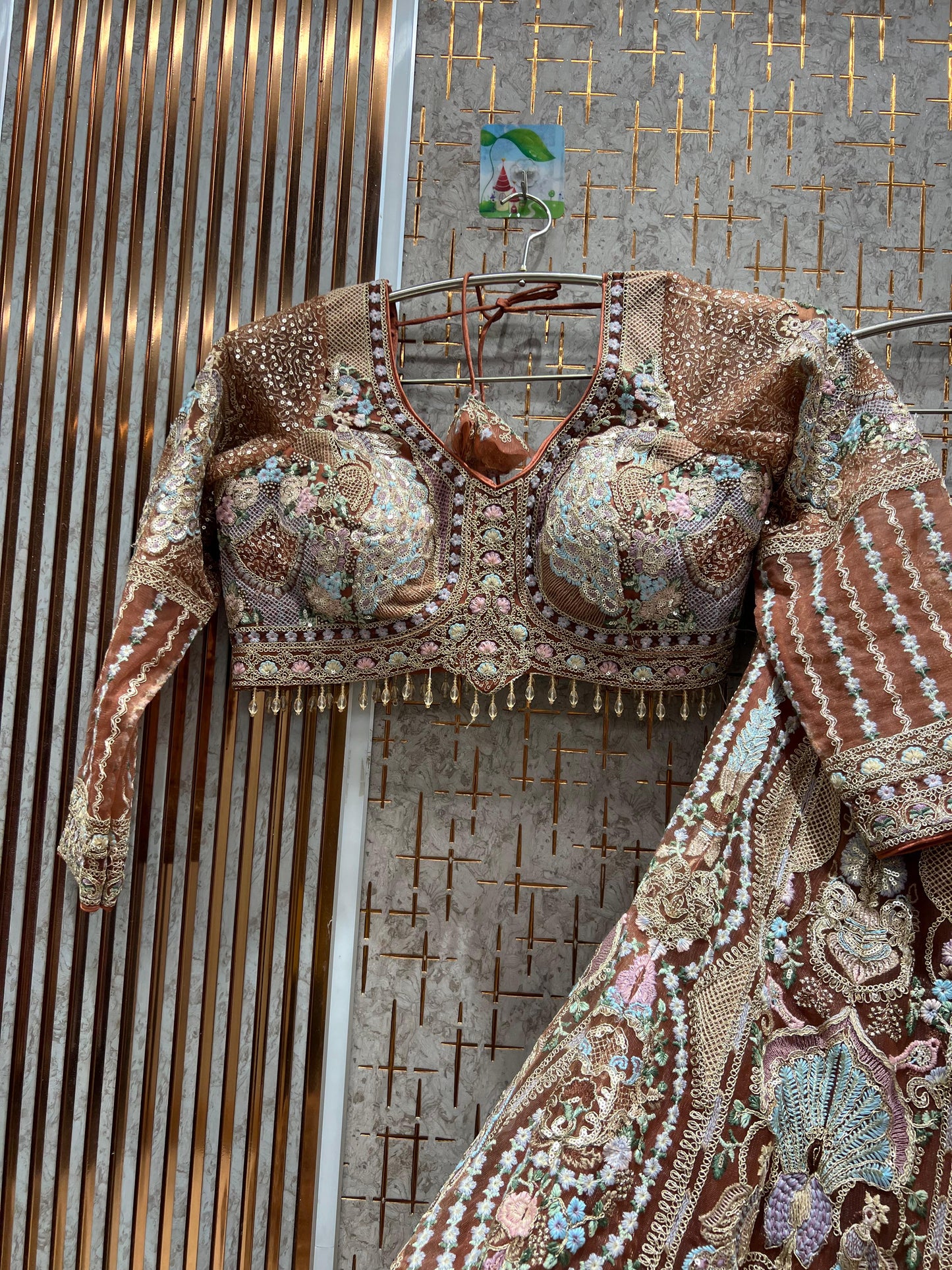 Fantastic Onion pink peacock Crop top Lehenga