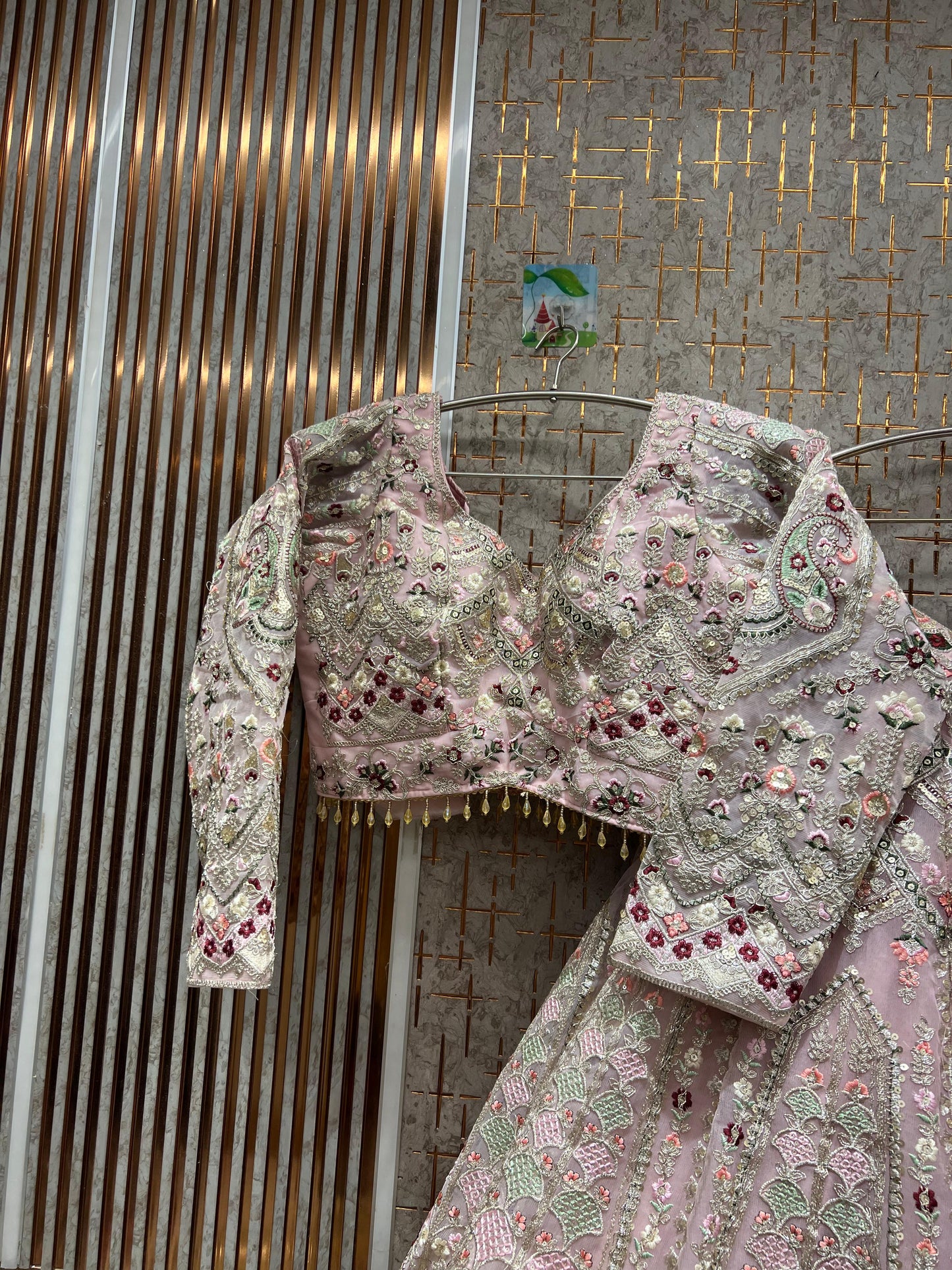 Attractive green peacock Crop top Lehenga