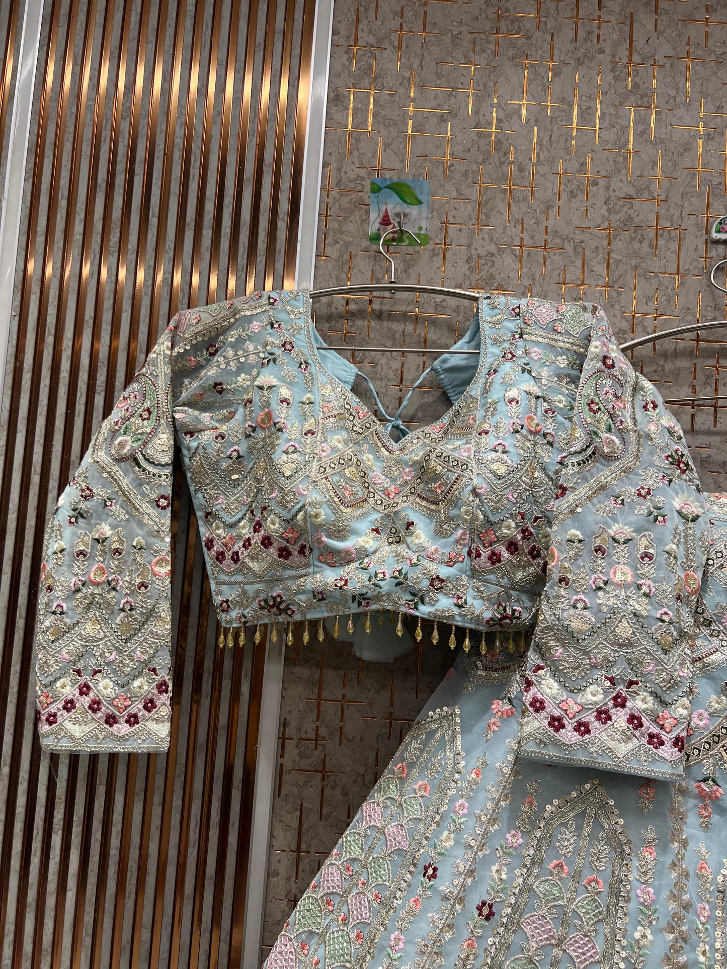 Gorgeous Baby pink peacock Crop top Lehenga