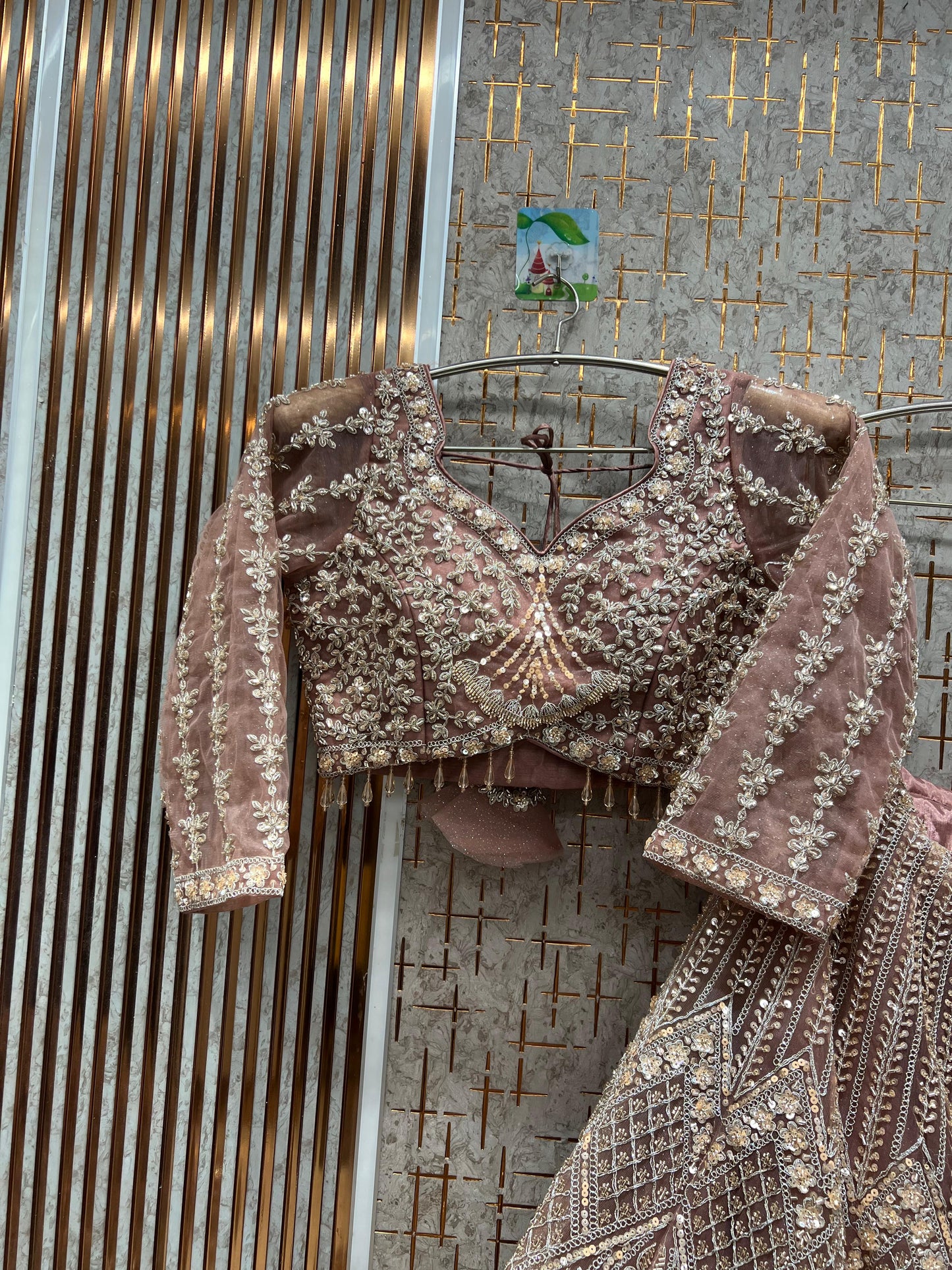 Stunning orange red Crop top Lehenga