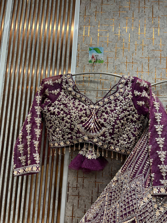 Purple Crop top Lehenga