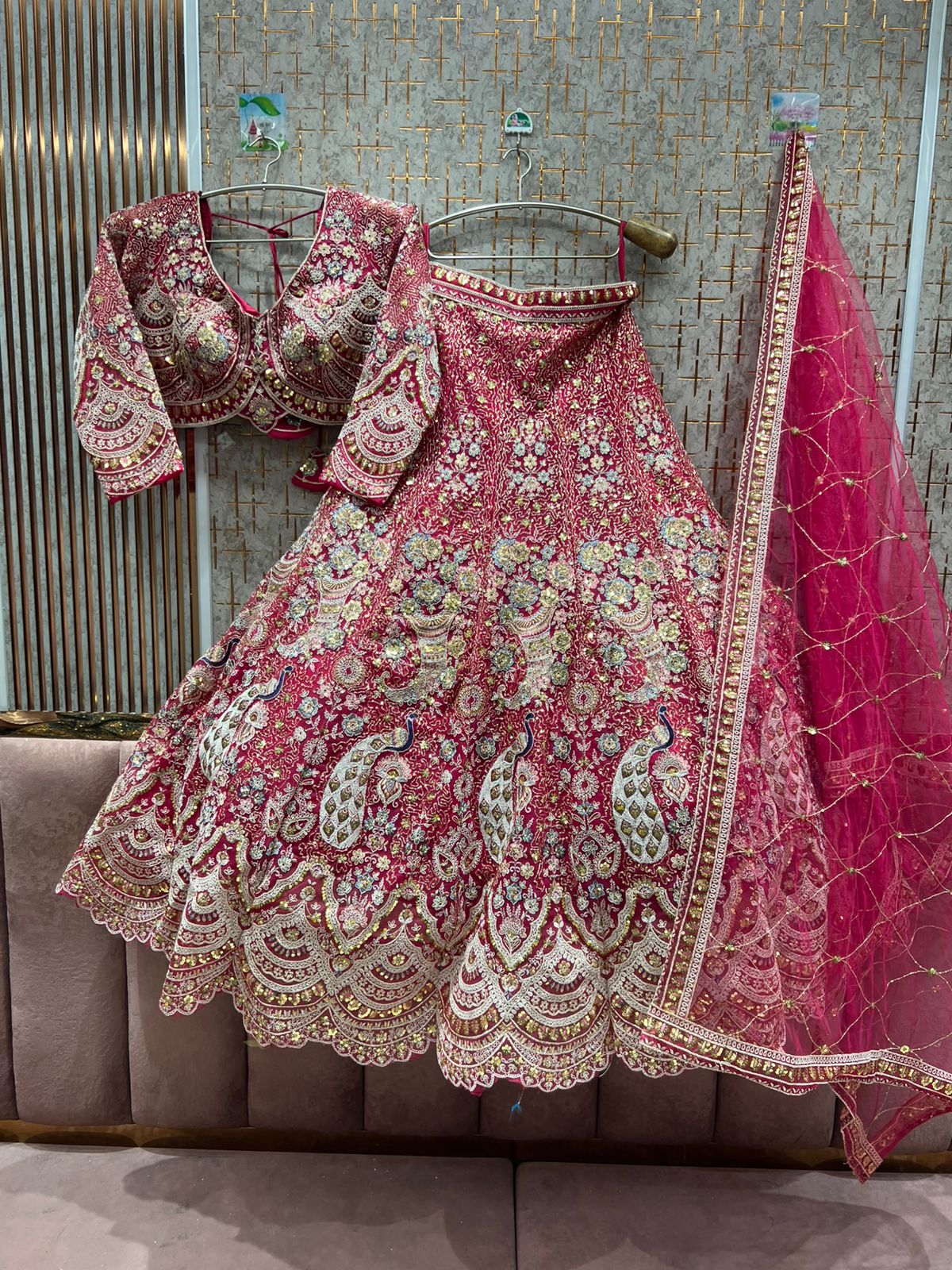 Khoobsurat Green peacock Crop top Lehenga