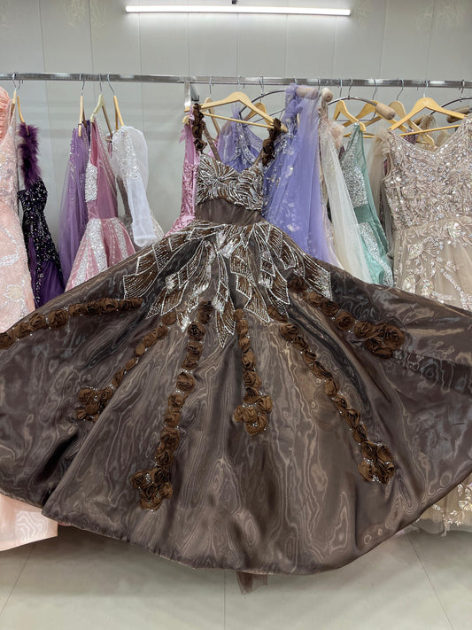 Delightful Brown coffee flower gown