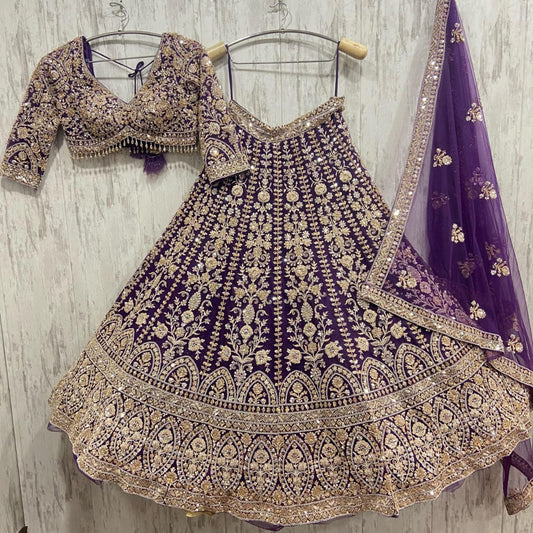 Glamorous Purple Crop Top lehenga