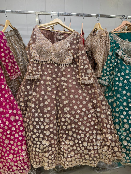 Tremendous Peach Crop Top lehenga