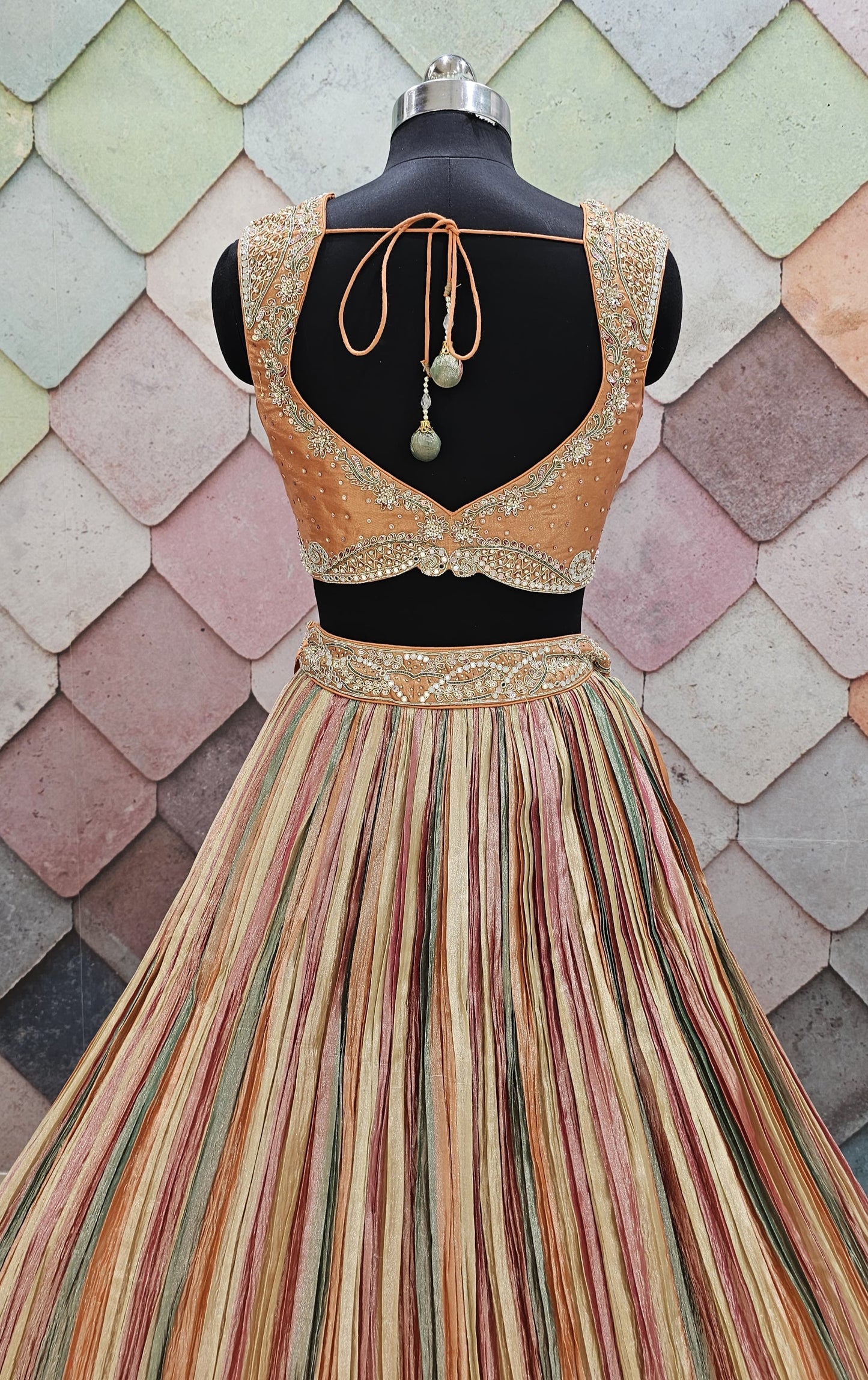 Beautiful pink handwork Crop Top Lehenga