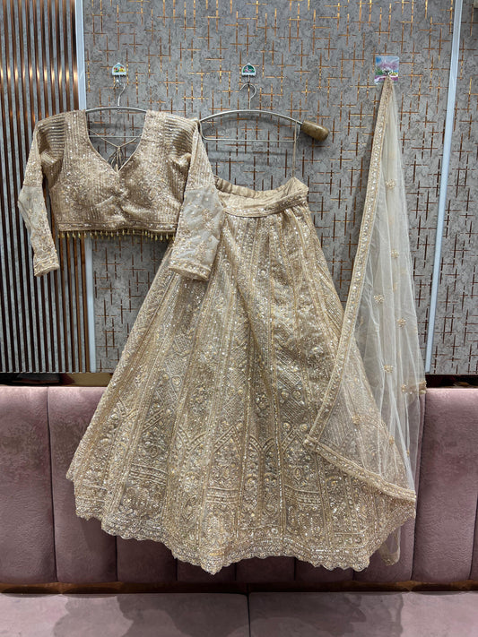 Engaging golden monotone Crop Top Lehenga