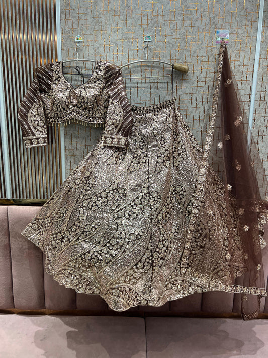 Embellished Mustard golden Crop Top Lehenga