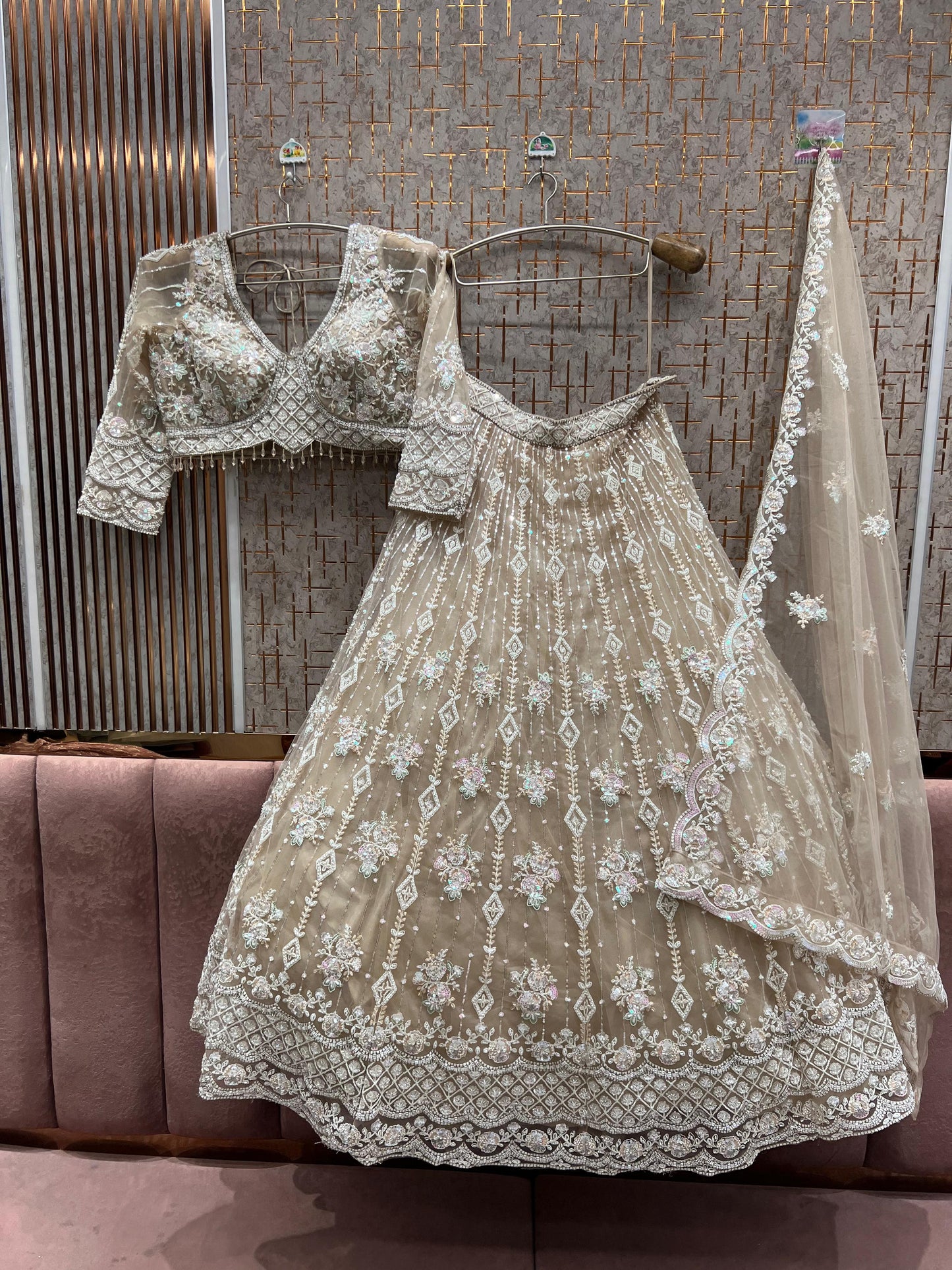 Something different Baby pink Crop Top Lehenga