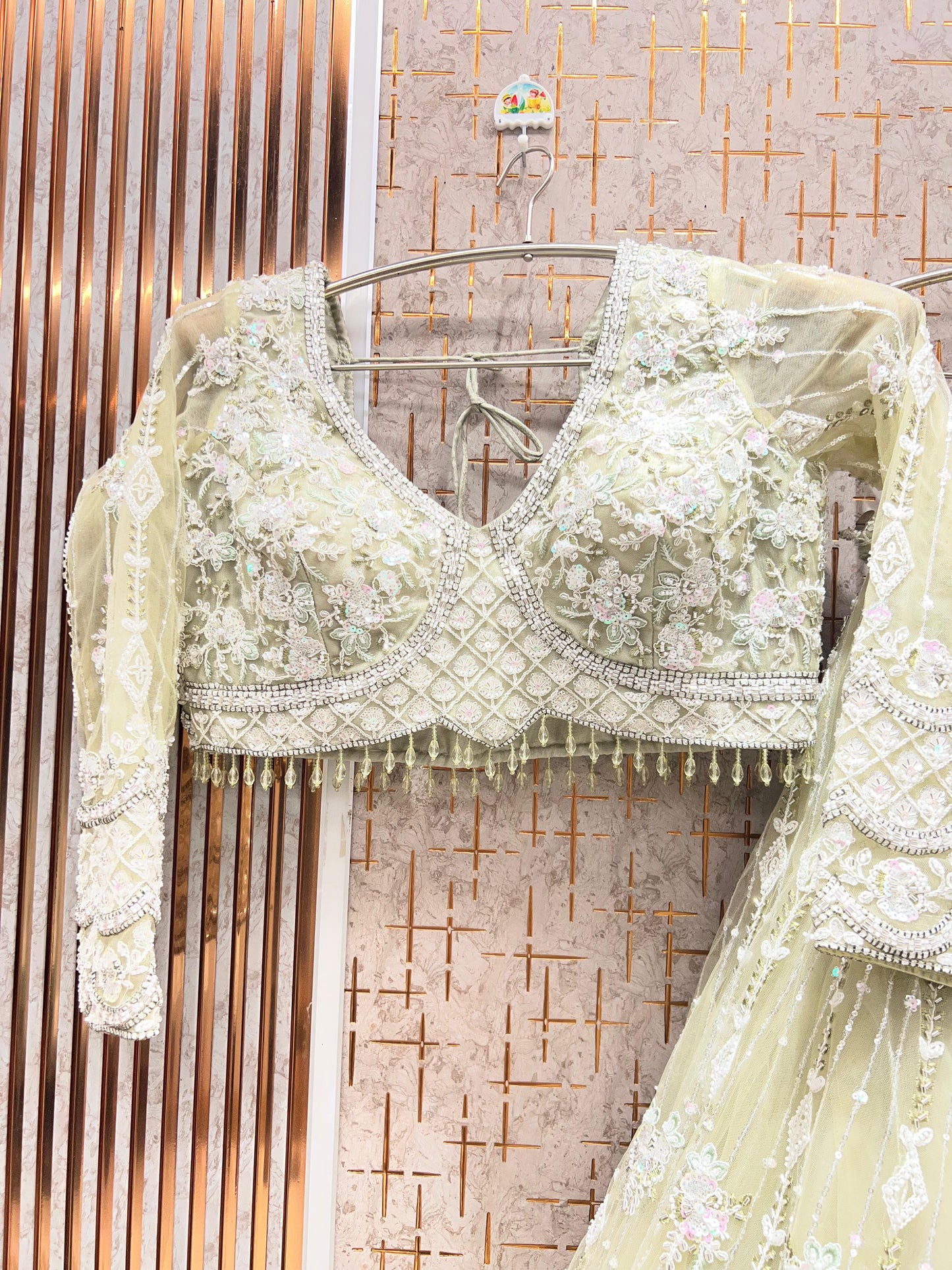 Eye Catching peach Crop Top Lehenga