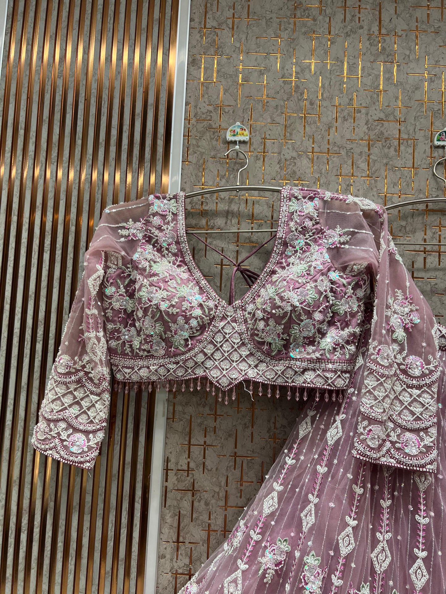 Charming pista green Crop Top Lehenga