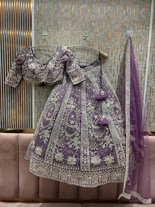 Pleasing Lavender Crop Top Lehenga