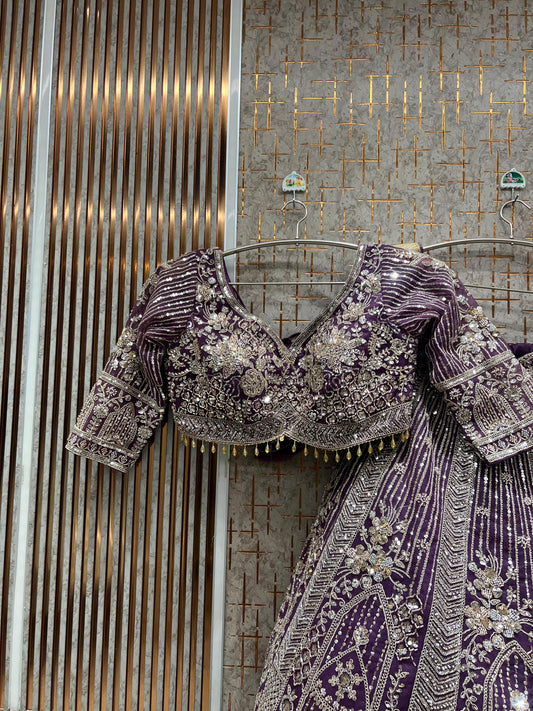 Pleasing Lavender Crop Top Lehenga
