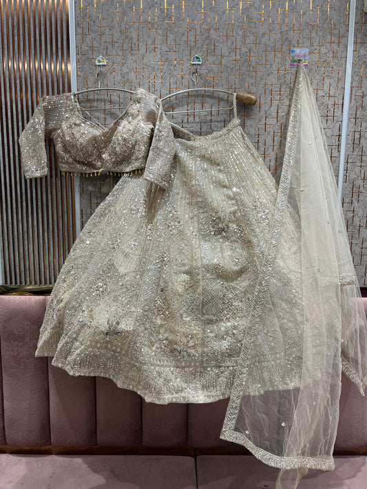 Lavishing Golden peach Crop Top Lehenga