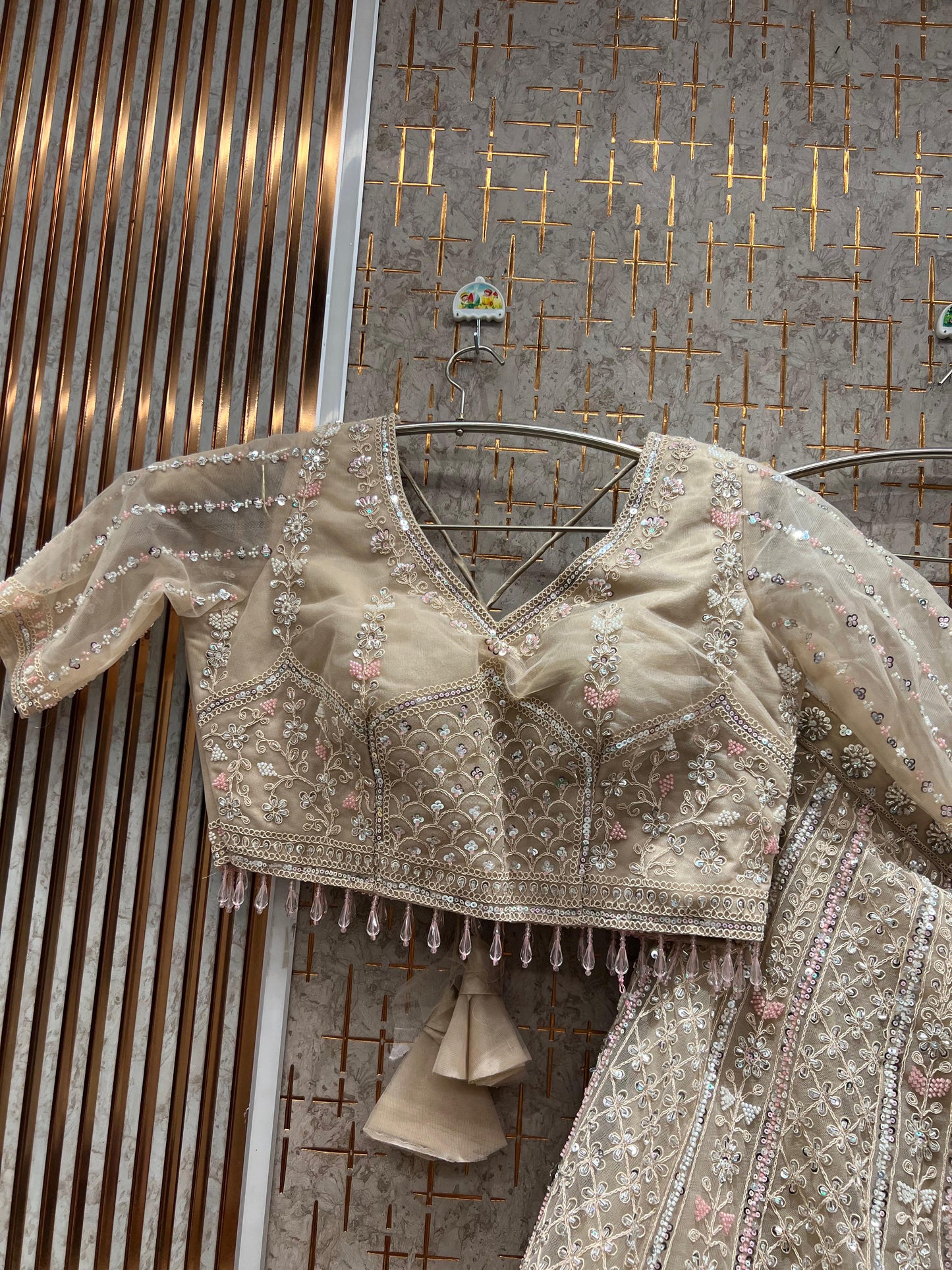 Astonishing Pista green Crop Top Lehenga