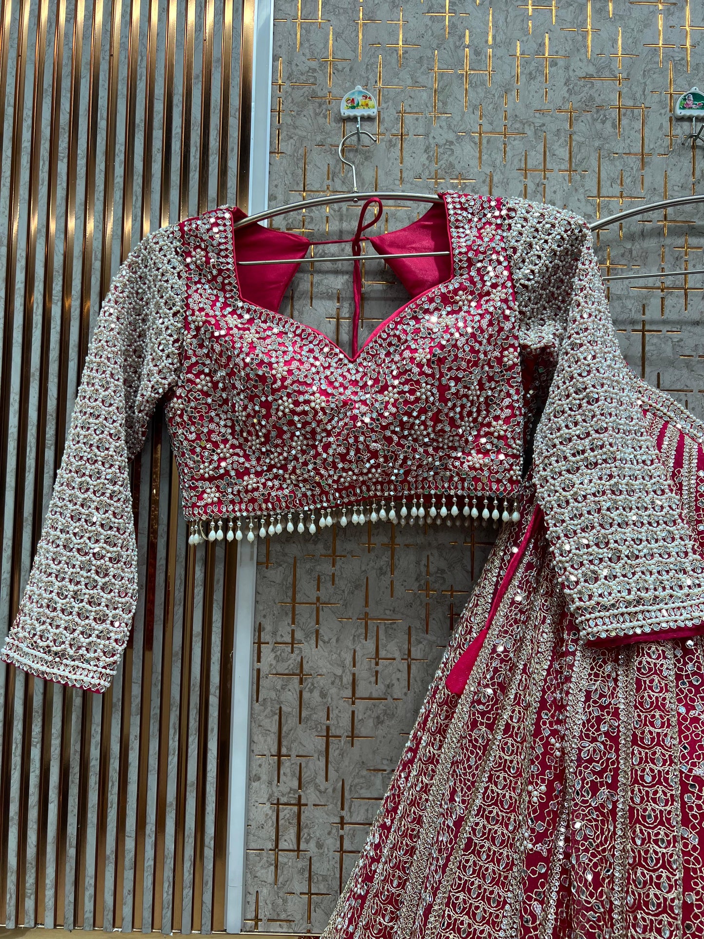 Pretty yellow on yellow Mirror work Crop Top Lehenga