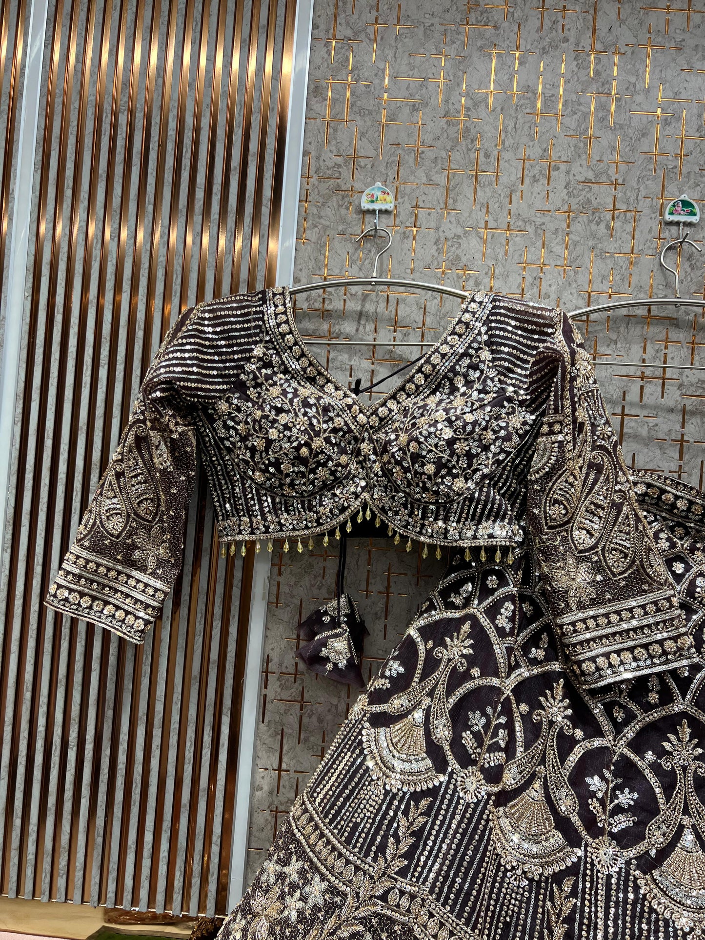 Stunning Baby pink peacock Crop Top Lehenga