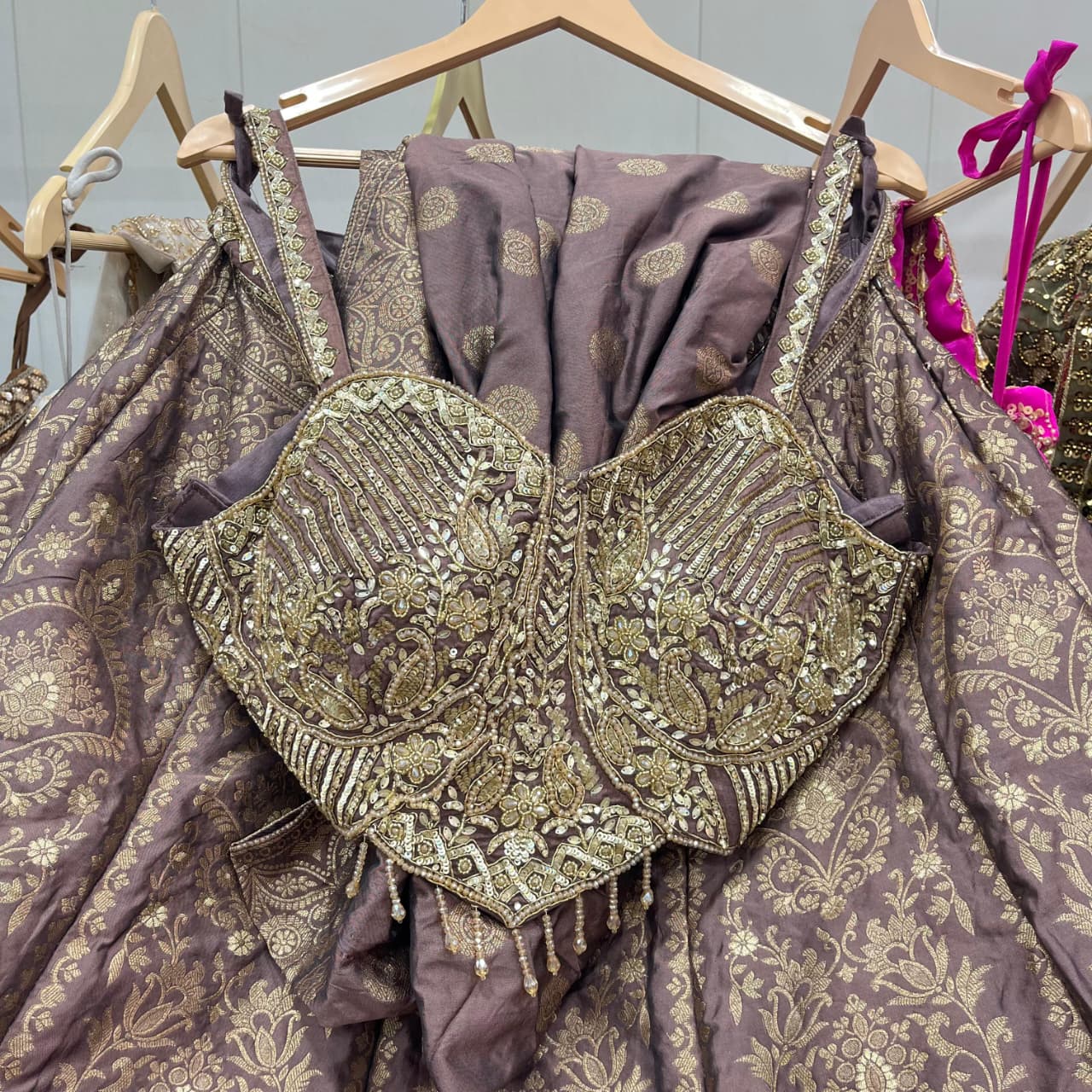 Fantastic Onion pink Crop top Lehenga