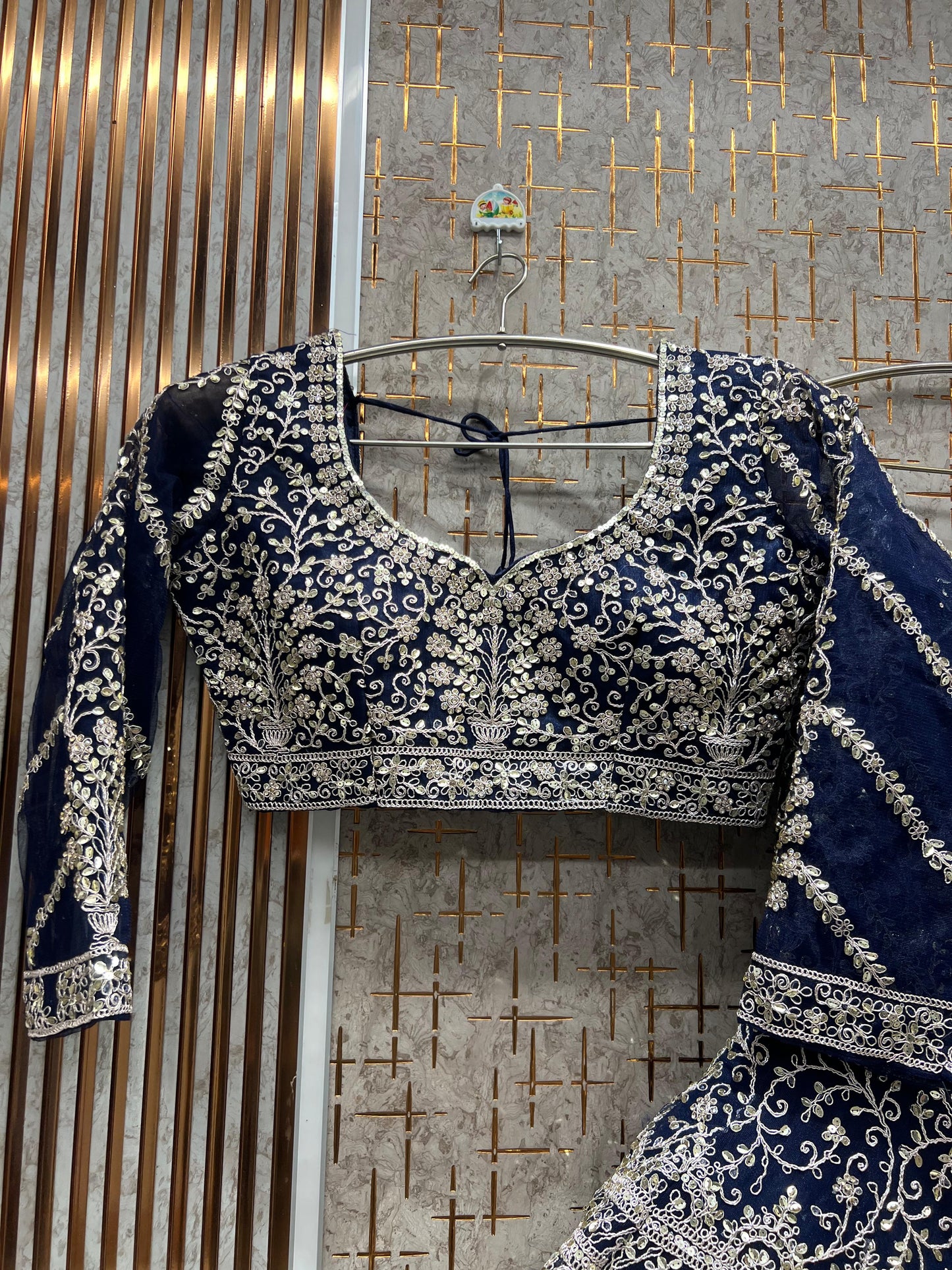 Glamorous White fish cut Crop top Lehenga