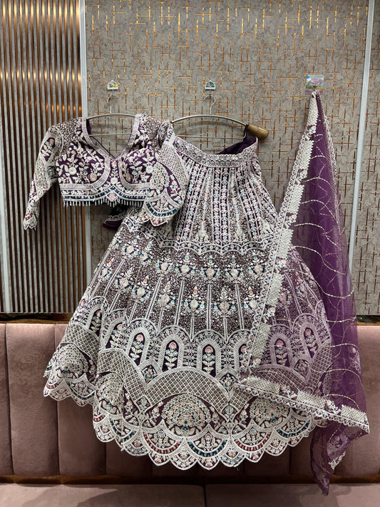 Tremendous purple Crop Top Lehenga