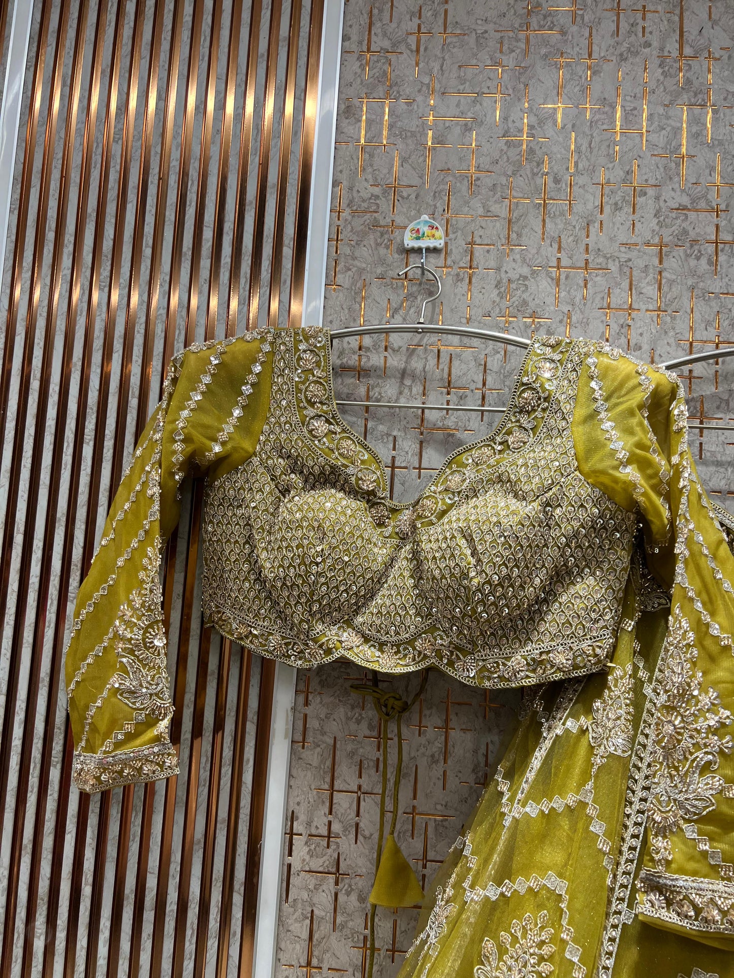 Fantastic Yellow Mustard Haldi mehendi Crop top Ready to wear Lehenga