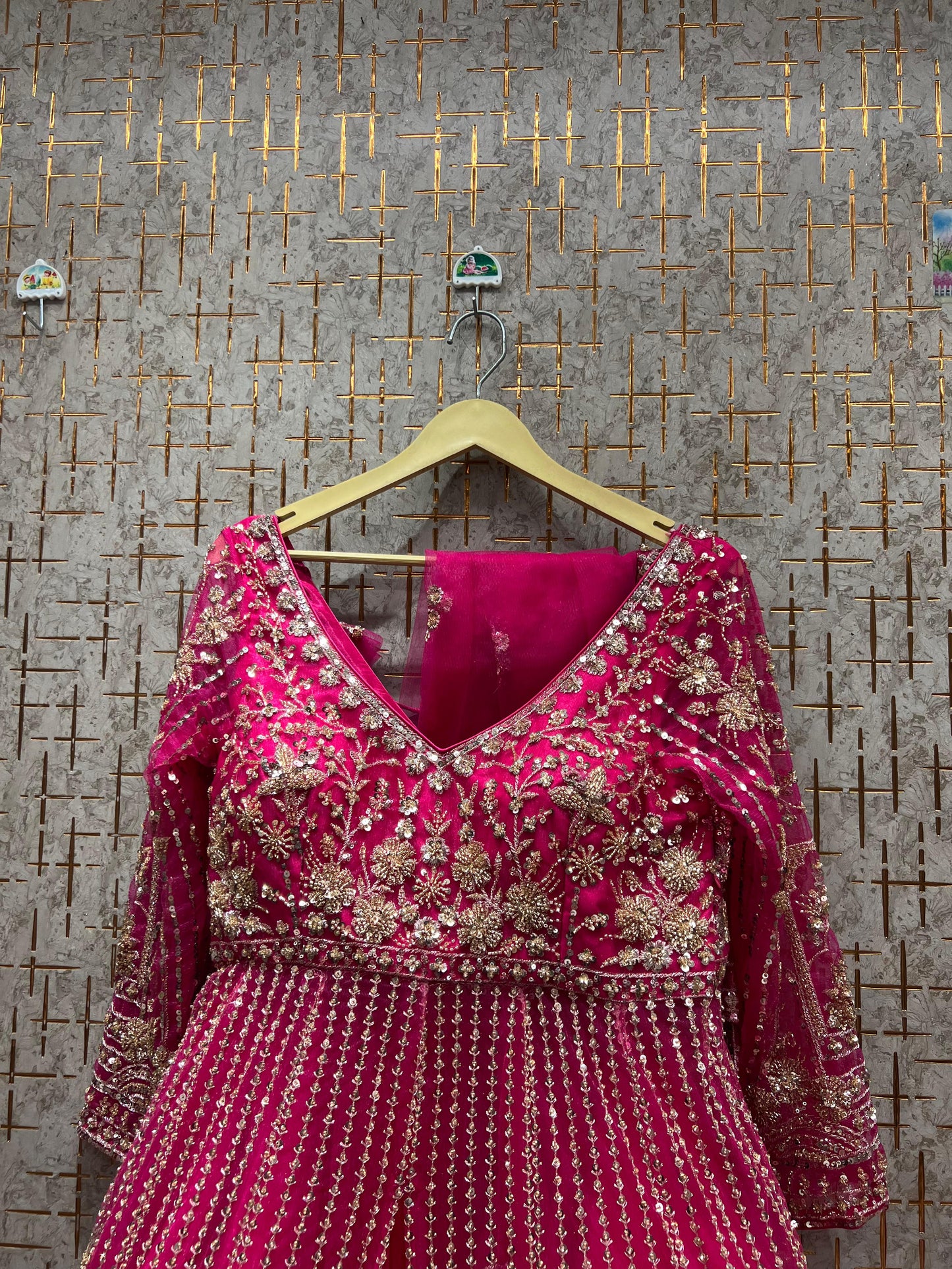 Pretty golden Peplum long Dress Farshi Gaharara Dress Special