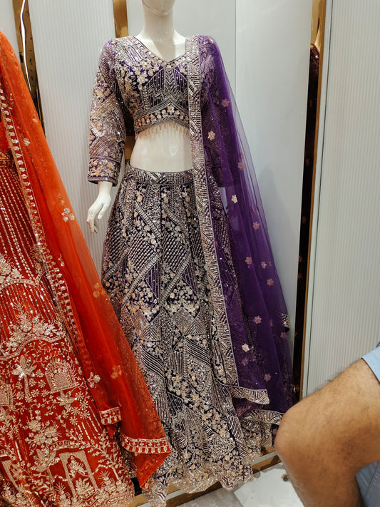 Charming Beige Golden crop top Lehenga