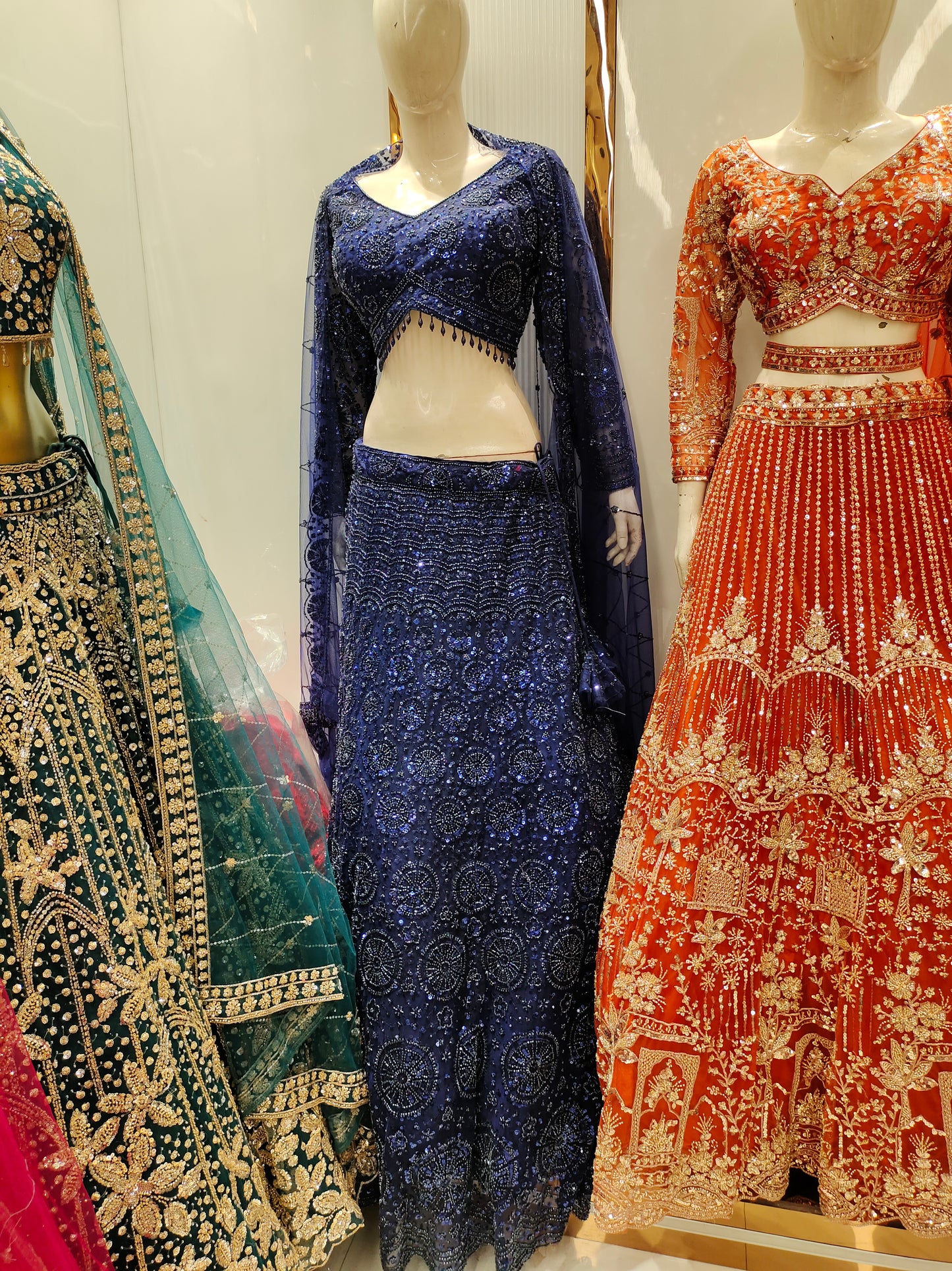 Full flare Mandir Handwork Hot pink Crop top Lehenga Happy Customer