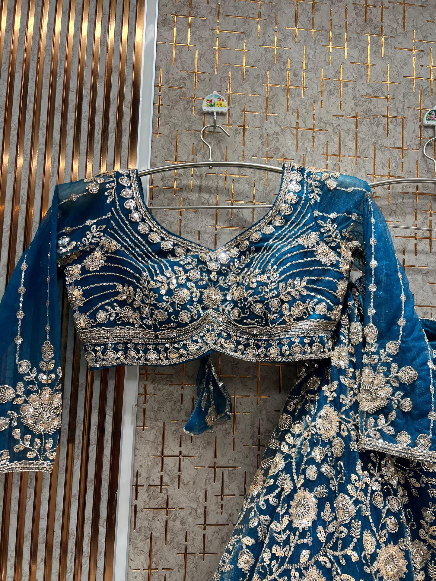 Attractive blue crop Top Ready To Wear Lehenga