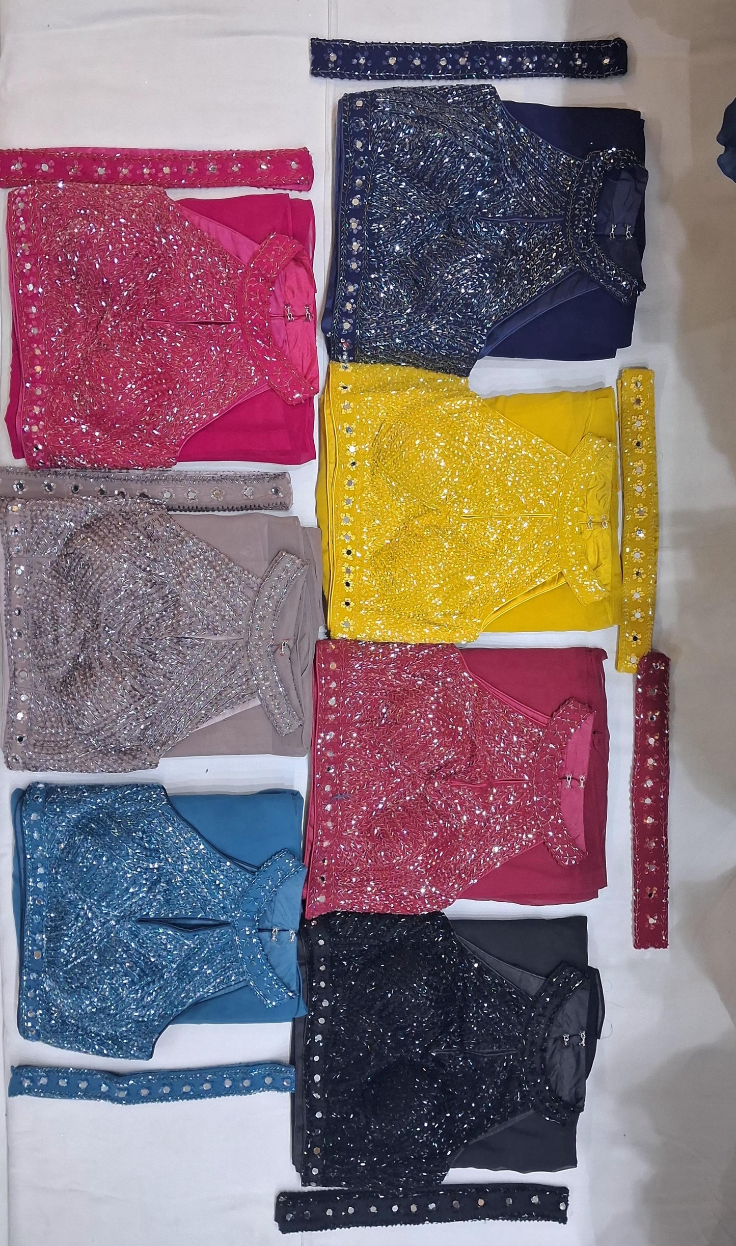 Embellished Red Rani pink Dark blue Black Blue yellow peach drape Saree Lehenga