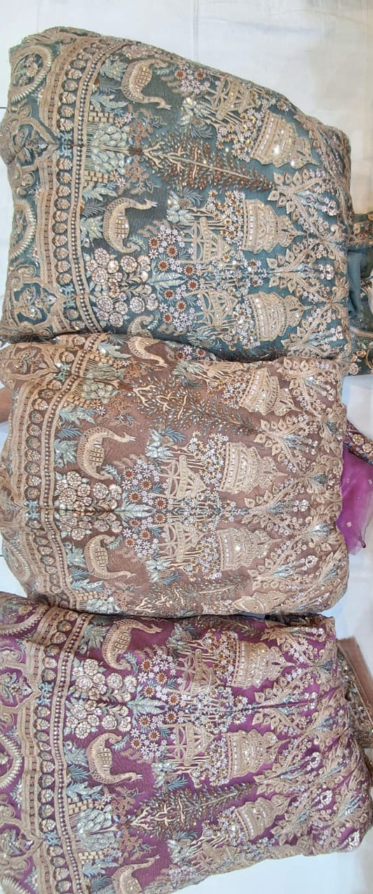 Something differentlight pink Peach blue Ready to wear Crop Top Lehenga