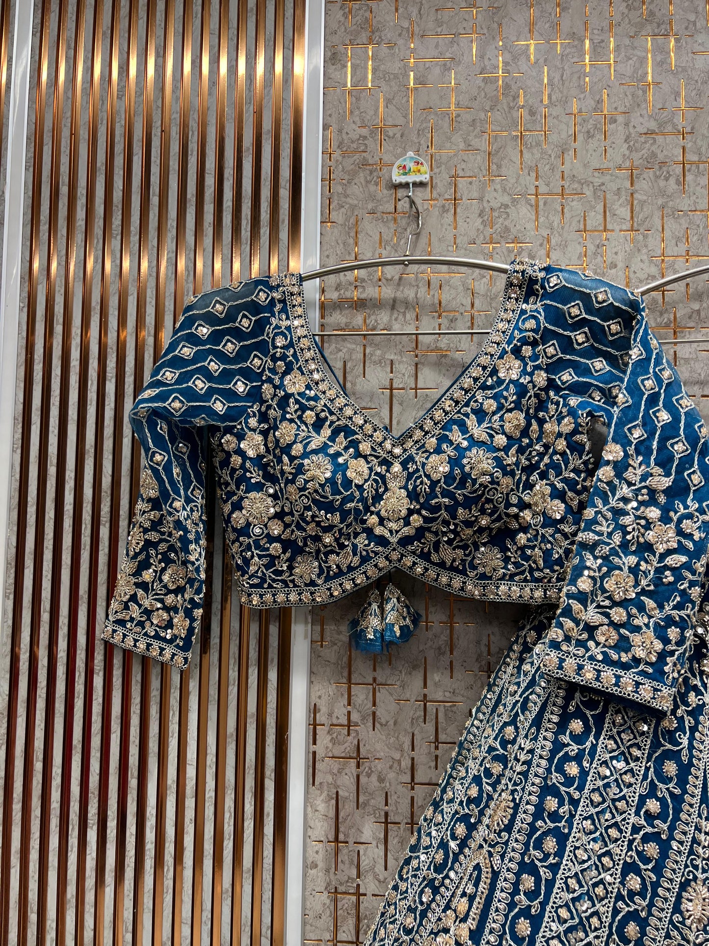 Pretty Beige Golden Mustard crop top Lehenga