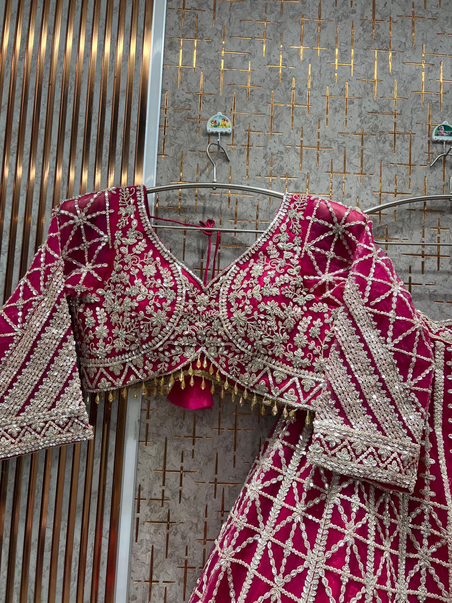 Engaging Hot pink Crop Top Lehenga